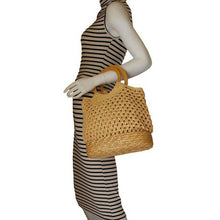 Load image into Gallery viewer, Fino Women's Strawbag with Round Wooden Handles - 3 Piece
