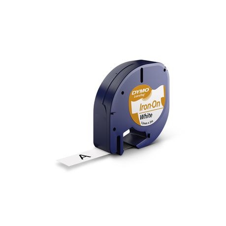 Dymo LetraTag 12mm x 2m Black on White Iron-On Tape Cassette Buy Online in Zimbabwe thedailysale.shop