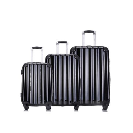 Hazlo 3 Piece ABS+PC Hard Luggage Trolley Bag Set - Black Buy Online in Zimbabwe thedailysale.shop