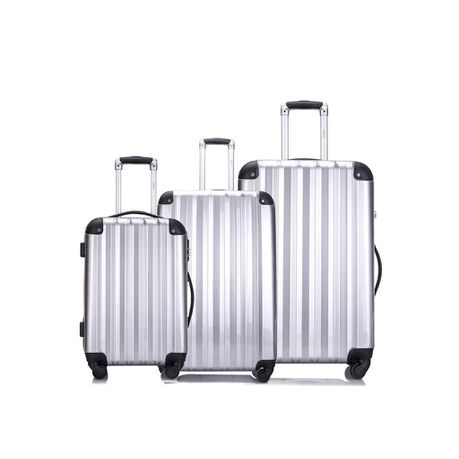 Hazlo 3 Piece ABS+PC Hard Luggage Trolley Bag Set - Silver Buy Online in Zimbabwe thedailysale.shop