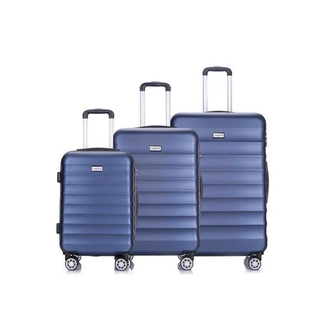 Hazlo 3 Piece Trolley ABS Hard Luggage Bag Set - Blue Buy Online in Zimbabwe thedailysale.shop