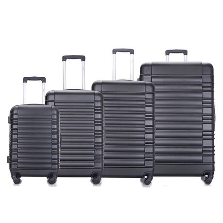 Hazlo 4 Piece Trolley ABS Hard Luggage Bag Set - Black Buy Online in Zimbabwe thedailysale.shop