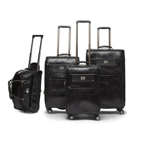 Hazlo 4 Piece PU Leather Vintage Trolley Luggage Bag Set - Black Buy Online in Zimbabwe thedailysale.shop