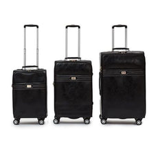 Load image into Gallery viewer, Hazlo 3 Piece PU Leather Vintage Trolley Luggage Bag Set - Black
