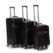 Load image into Gallery viewer, Hazlo 3 Piece PU Leather Vintage Trolley Luggage Bag Set - Black
