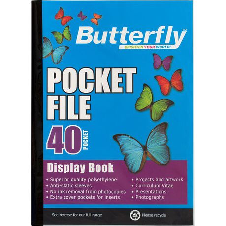 Butterfly Pocket File A4 - 40 Page Buy Online in Zimbabwe thedailysale.shop