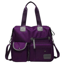 Load image into Gallery viewer, Multi Pocket Nylon Handbag &amp; Crossbody Bag - Purple (Large Capacity)
