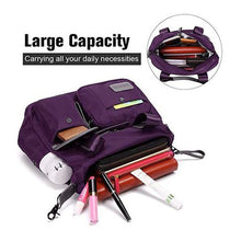 Load image into Gallery viewer, Multi Pocket Nylon Handbag &amp; Crossbody Bag - Purple (Large Capacity)
