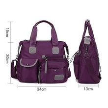 Load image into Gallery viewer, Multi Pocket Nylon Handbag &amp; Crossbody Bag - Purple (Large Capacity)
