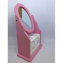 Load image into Gallery viewer, Wooden Block Home Office Desk Calendar &amp; Circular Mirror Photo Frame - Pink
