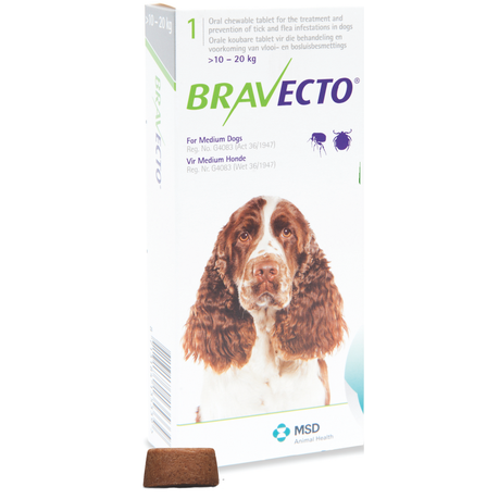 Bravecto Chewable Tick & Flea Tablet for Dogs 10-20kg (1 Chew) Buy Online in Zimbabwe thedailysale.shop