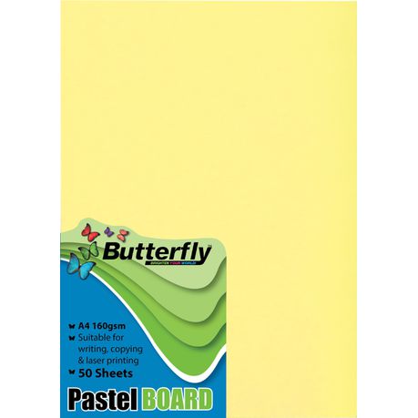 Butterfly A4 Pastel Board 50s - Yellow Buy Online in Zimbabwe thedailysale.shop