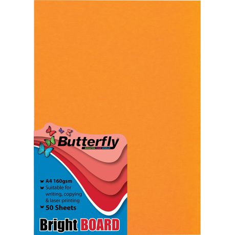 Butterfly A4 Bright Board 50s - Orange Buy Online in Zimbabwe thedailysale.shop