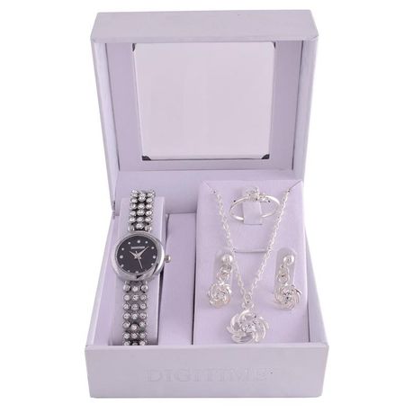 Digitime Women's Flower Watch Set - Silver Buy Online in Zimbabwe thedailysale.shop