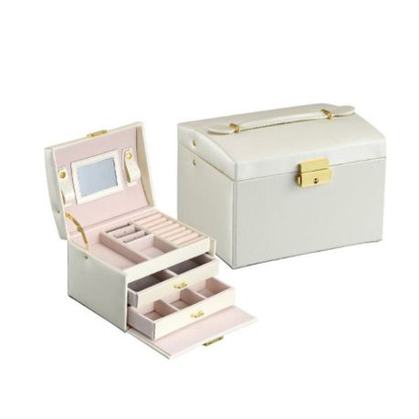 Iconix PU Leather Jewelry Storage Case Organizer with Drawers-White Buy Online in Zimbabwe thedailysale.shop