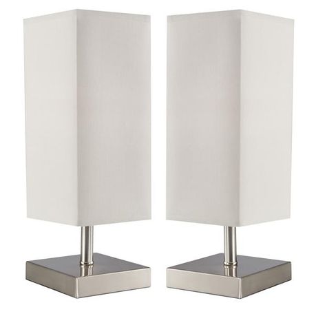 Twin Set Satin Chrome Table Lamp with Beige Shade TL196 - Satin Buy Online in Zimbabwe thedailysale.shop