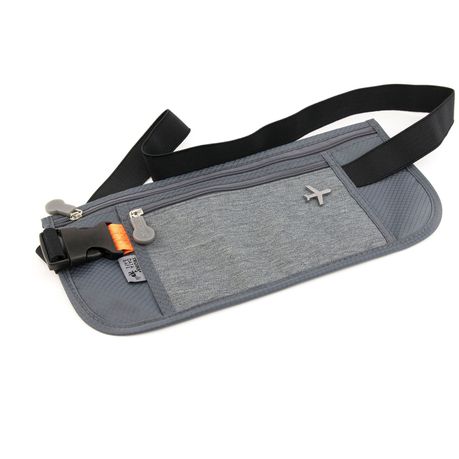 TROIKA Belt Bag with 2 Compartments and RFID Protection Safety Belt Grey