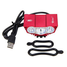 Load image into Gallery viewer, 3XT6 LED USB Waterproof  Bicycle Headlight - Red

