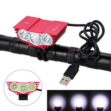 Load image into Gallery viewer, 3XT6 LED USB Waterproof  Bicycle Headlight - Red
