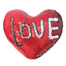 Load image into Gallery viewer, Heart Shaped Mermaid Colour Changing Sequin Pillow - Red &amp; Silver

