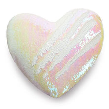 Load image into Gallery viewer, Heart Shaped Mermaid Colour Changing Sequin Cushion - White &amp; Iridescent

