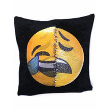 Load image into Gallery viewer, Emoji Changing Mermaid Sequin Cushion Pillow - Cry Laughing &amp; Unhappy
