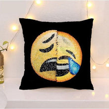 Load image into Gallery viewer, Emoji Changing Mermaid Sequin Cushion Pillow - Cry Laughing &amp; Unhappy

