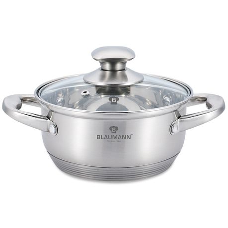 Blaumann 20cm Stainless Steel Low Casserole - Satin Gourmet Line Buy Online in Zimbabwe thedailysale.shop