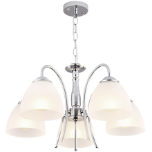Load image into Gallery viewer, Polished Chrome Chandelier Frosted Glass 5 Lights - Bright Star Lighting
