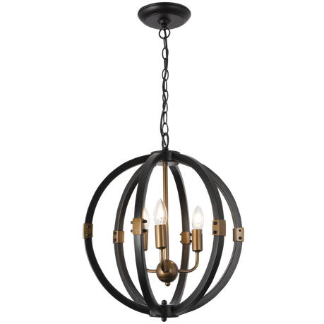 3 Light Black and Gold Chandelier