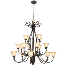Load image into Gallery viewer, 3 Tier Metal Chandelier Faded Amber Glass 20 Lights - Bright Star Lighting
