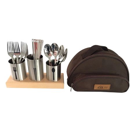 Stylish Silverware Holder Flatware Organizer with Wood Base Buy Online in Zimbabwe thedailysale.shop