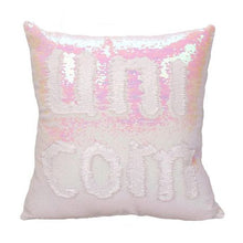 Load image into Gallery viewer, Mermaid Colour Changing Sequin Pillow Cushion - White &amp; Iridescent
