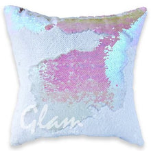 Load image into Gallery viewer, Mermaid Colour Changing Sequin Pillow Cushion - White &amp; Iridescent
