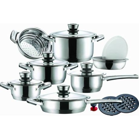 Leopard German Designed 16-Piece Stainless Steel Cookware Set