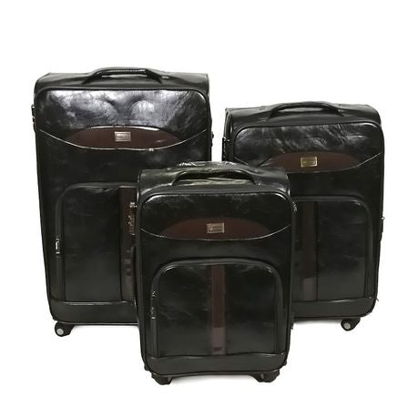 Mooistar Set of 3 PU Leather Travel Suitcases 28'24'22'inch-Black Buy Online in Zimbabwe thedailysale.shop