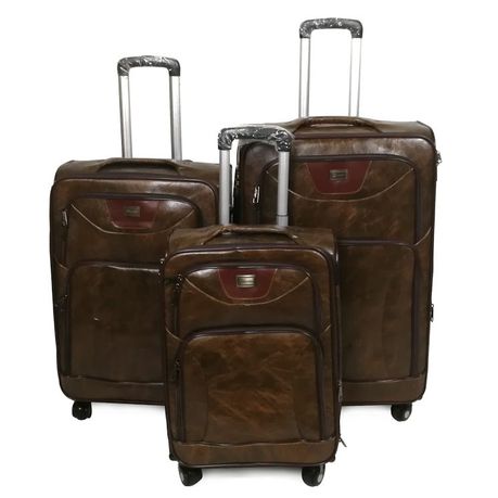 Mooistar Set of 3 PU Leather Travel Suitcases 28'24'25'inch-Coffee Buy Online in Zimbabwe thedailysale.shop