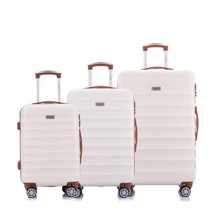 Hazlo 3 Piece Trolley ABS Hard Luggage Bag Set - White Buy Online in Zimbabwe thedailysale.shop