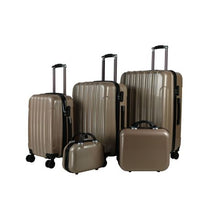 Load image into Gallery viewer, Hazlo 5 Piece ABS+PC Hard Luggage Bag Set with Trolley - Coffee Brown
