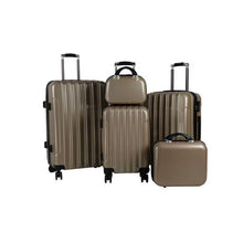 Load image into Gallery viewer, Hazlo 5 Piece ABS+PC Hard Luggage Bag Set with Trolley - Coffee Brown
