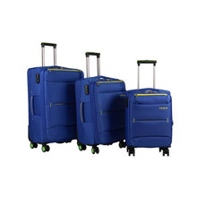 Load image into Gallery viewer, Hazlo 3 Piece Nylon Trolley Luggage Bag Set - Navy Blue &amp; Yellow
