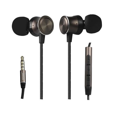 Intopic JAZZ-i102 Neck Hanging Aluminium Earphone With Microphone (Brown)