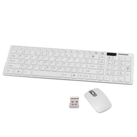 Wireless Keyboard & Mouse Combo for Computers, Laptops, Tablets - White