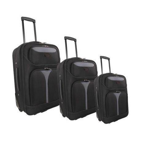 Marco Soft Case Luggage Suitcase Bag - Set of 3 - Black/Grey Buy Online in Zimbabwe thedailysale.shop