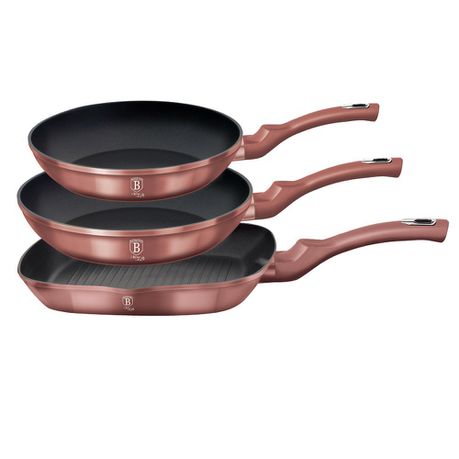 Berlinger Haus 3-Piece Marble Coating Fry & Grill Pan Set - i-Rose Edition Buy Online in Zimbabwe thedailysale.shop