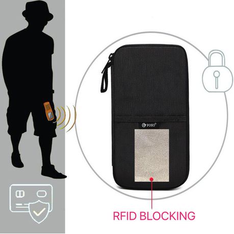 RFID Travel Passport Neck Wallet Cards Organizer Zipper
