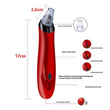 Load image into Gallery viewer, Electric Facial Pore Vacuum Cleaner with 5 Sucker Heads - Red
