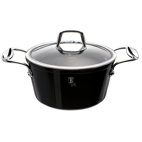 Berlinger Haus 20cm Marble Coating Casserole with Lid - Royal Black