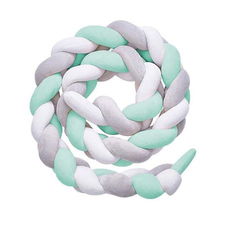 Cot Bed Braided Bumper - White/Green/Grey - 2m Buy Online in Zimbabwe thedailysale.shop