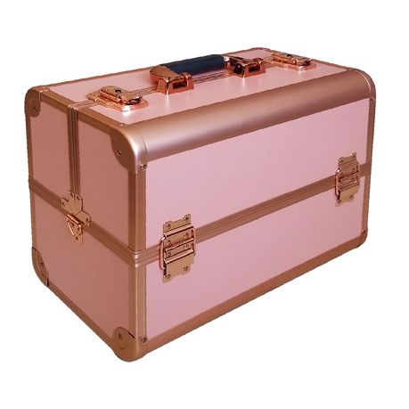 Professional Cosmetic Makeup Case with Lockable Key - Rose Gold